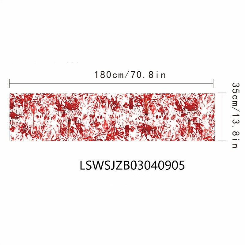 Halloween skräckduk med blodiga handavtryck – bordsdekoration